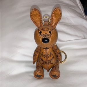 MCM cognac rabbit bag charm